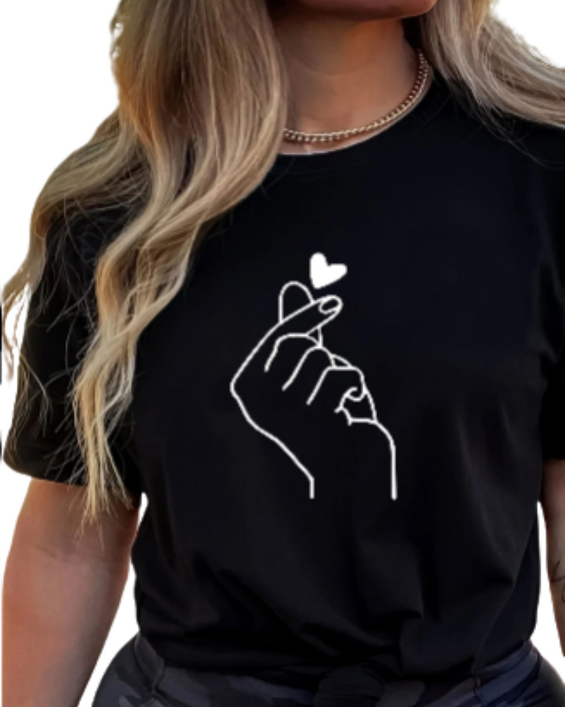 Camiseta com gola redonda sólida - A Elegância Coreana!