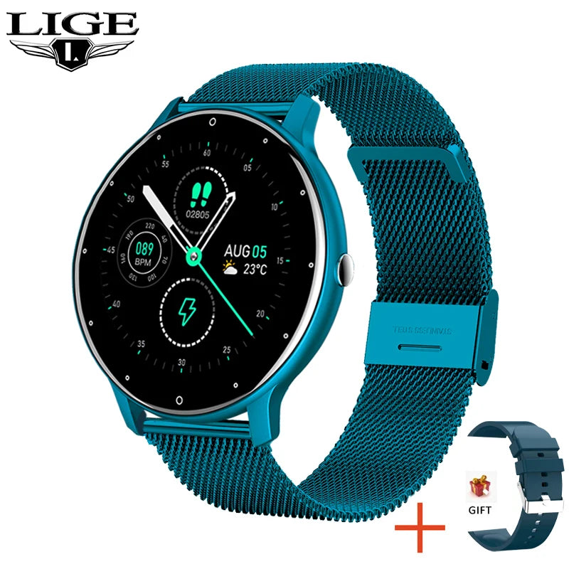 LIGE 2025 Smart watch Ladies Full touch Screen Sports Fitness watch IP67 waterproof Bluetooth For Android iOS Smart watch Female