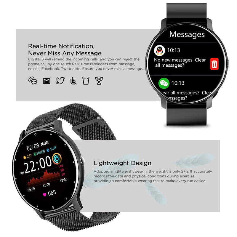 LIGE 2025 Smart watch Ladies Full touch Screen Sports Fitness watch IP67 waterproof Bluetooth For Android iOS Smart watch Female