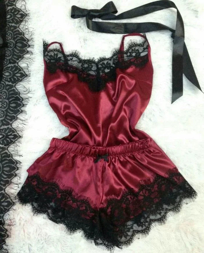 Conjunto de Lingerie Sexy com Bordado Floral