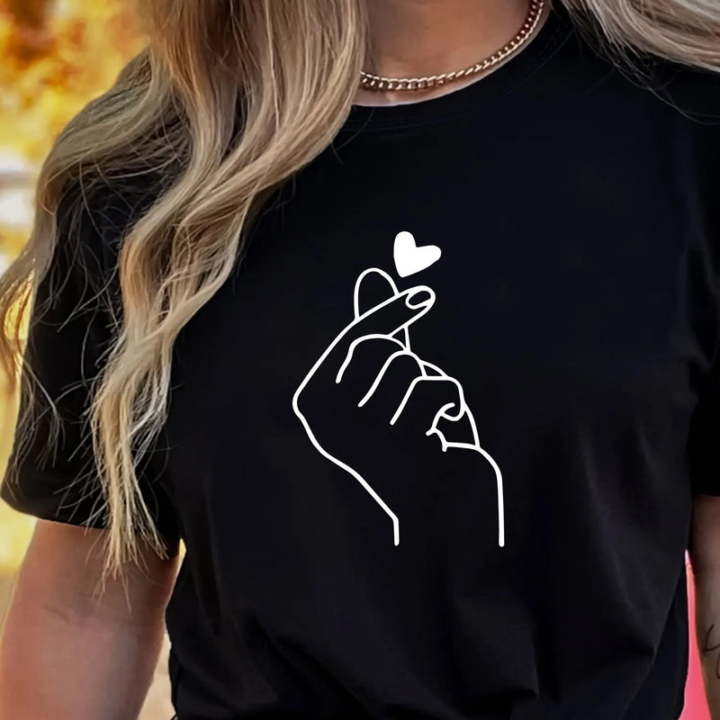 Camiseta com gola redonda sólida - A Elegância Coreana!