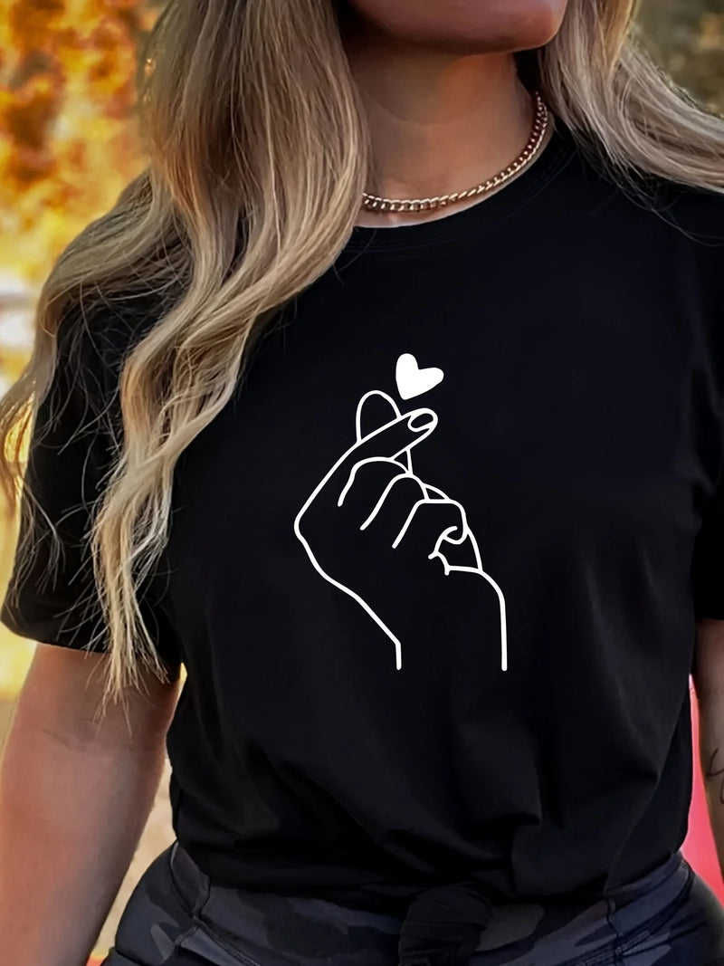 Camiseta com gola redonda sólida - A Elegância Coreana!